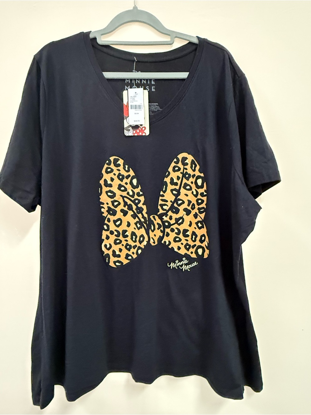 Brand New With Tags Lane Bryant Black Tee with Leopard Bow Print Size 22/24